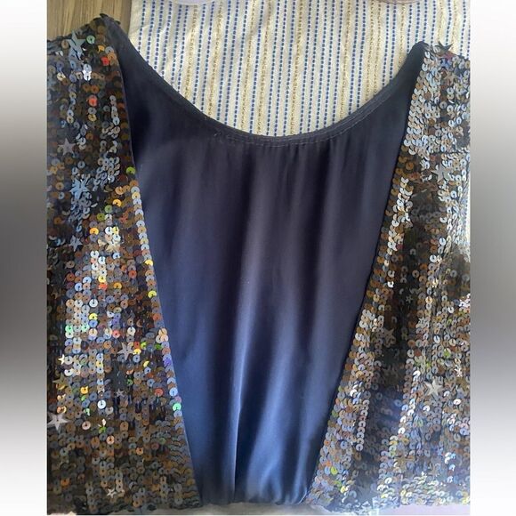J Crew Collection Romper Sequin Starts Black Neckline Lined Pockets Sz 6 - Picture 9 of 16